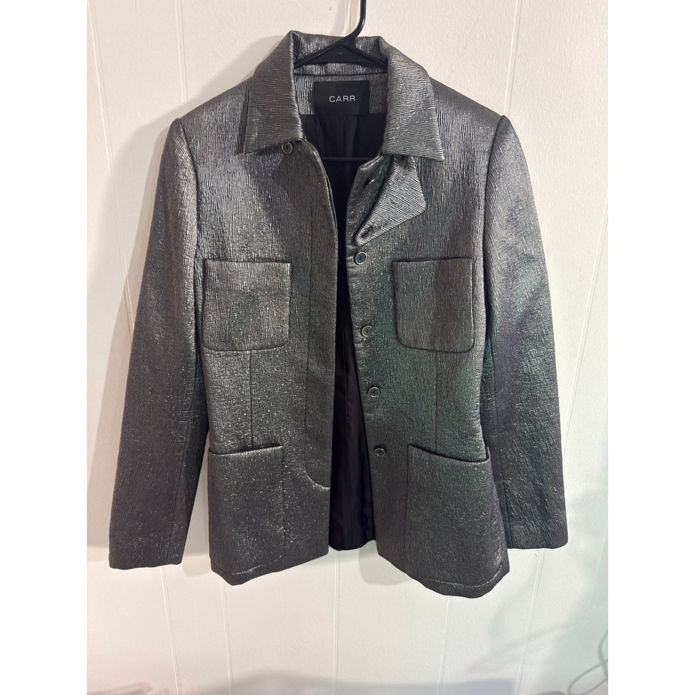 Vintage 90s/00s Wool Utility Jacket – Made in USA – Silver Textured – CARR